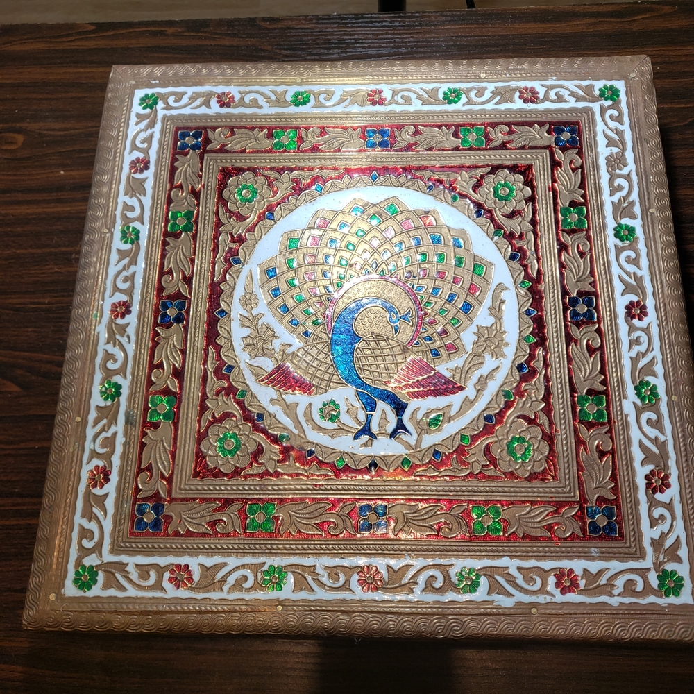 Wooden Meenakari Mukhwas Box Dry Fruit Box 10”x 10”. - Picture 7 of 8